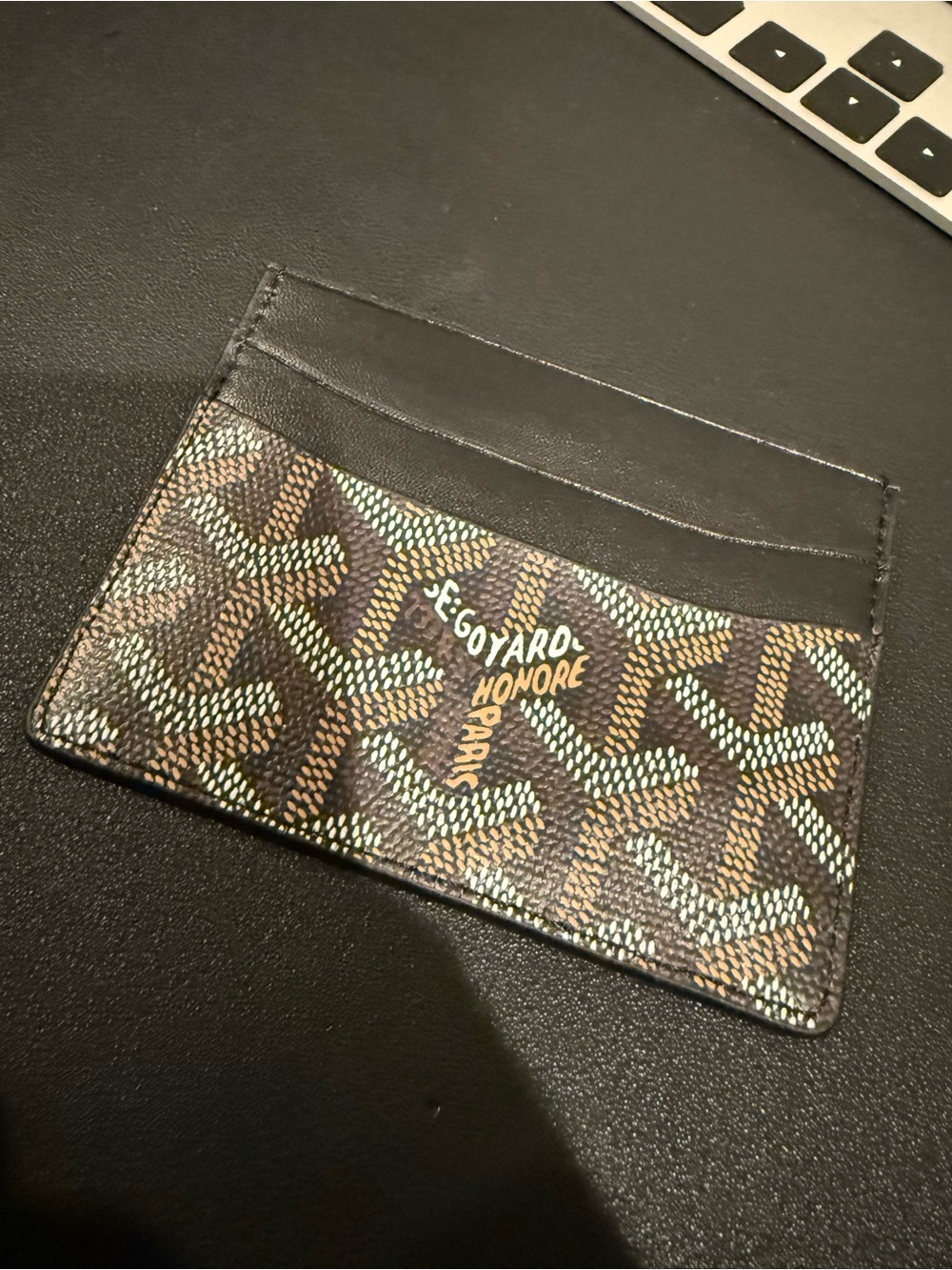 Goyard Brown Multicolor Chevron Card Holder with Black Trim